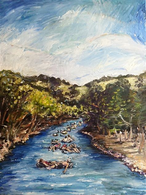 Devine Paintings Tubing The River Oil Painting