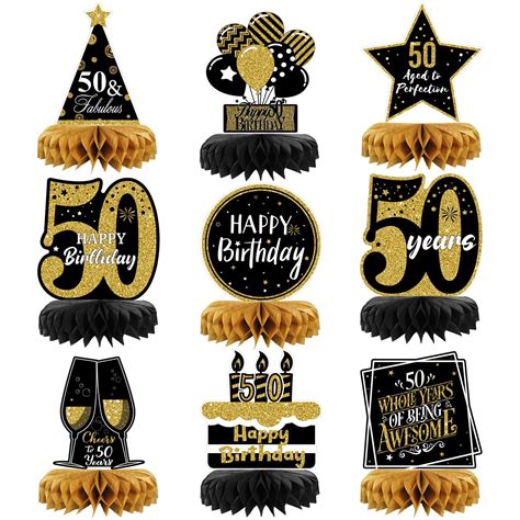 Happy 50th Birthday Decorations With Gold And Black