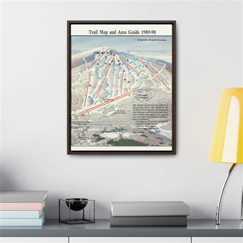 1989 Vintage Okemo Mountain Ski Resort Trail Map Framed Canvas Print