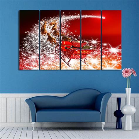 [60% OFF] Christmas Sled Print Wall Art Split Canvas Paintings | Rosegal