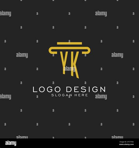 Yk Initial Logo With Simple Pillar Style Design Vector Graphic Stock