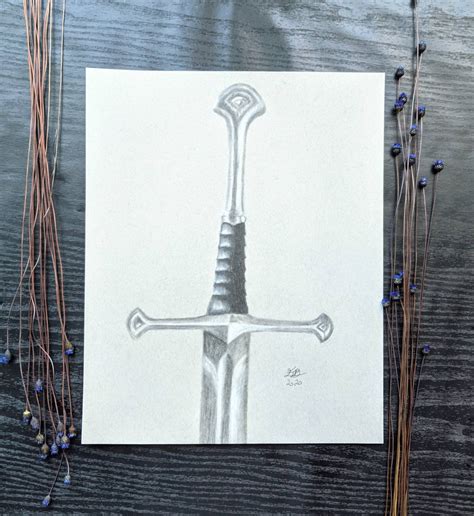 Tolkien Inspired Sword Charcoal Drawing Original - Etsy