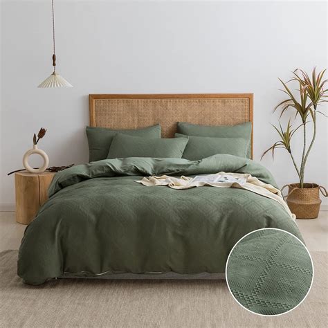 Amazon Jellymoni Waffle Duvet Cover King Size Pcs Green