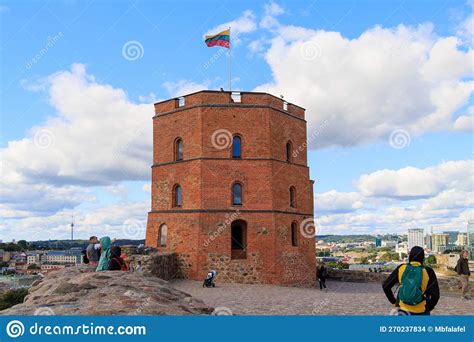 Vilnius In Lithuania Gediminas Tower Is A Monument Of History And