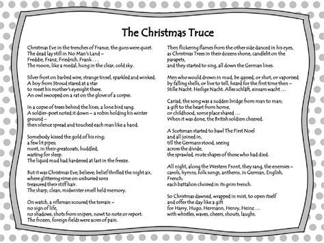 Christmas Poetry Unit Lesson 5 The Christmas Truce Text Worksheet