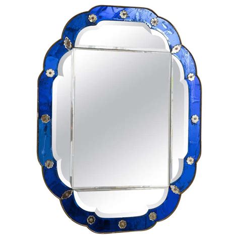 Murano Glass Cobalt Blue Mirror At 1stdibs