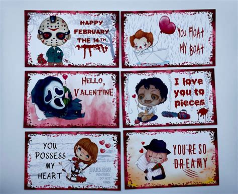 80s Horror Movie Valentine Cards 3x5 Version Etsy