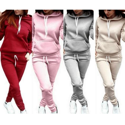 2pcs Womens Jogger Casual Tracksuit Hoodies Sweatshirt Pants Sets