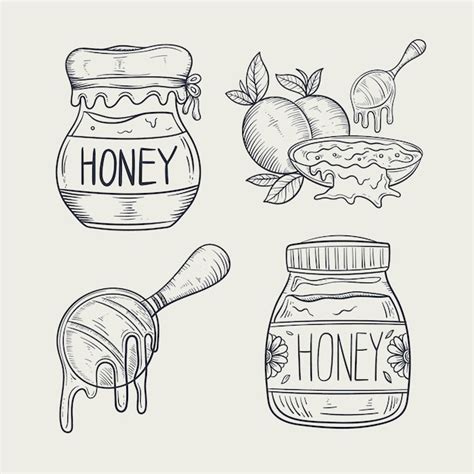 Free Vector Hand Drawn Honey Jar Drawing Element