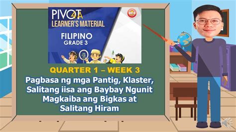 Filipino Quarter Week Pagbasa Ng Mga Pantig Klaster