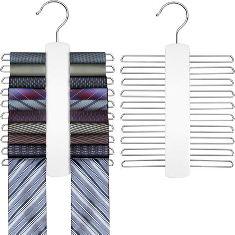 Amazon KEJJNYER 2 Pack Wooden Tie Hanger For Men 20 Storage