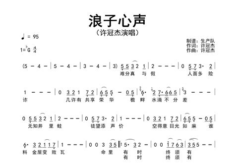 许冠杰《浪子心声简谱》降g调独奏（编配还原超高）