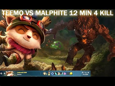 Teemo Counters Malphite Rank Teemo Kill Vs Malphite Kill Youtube