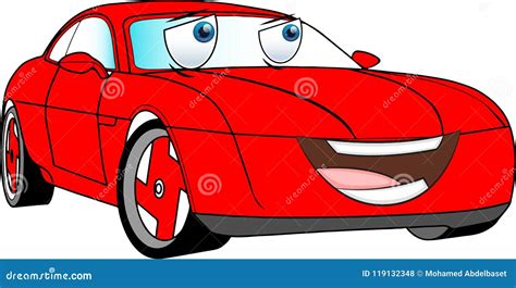 Funny Red Colored Cartoon Car Stock Illustration Illustration Of