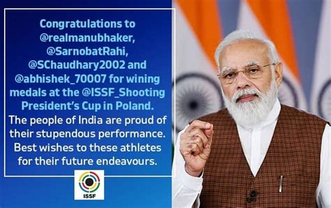 PM Congratulates Manu Bhaker Rahi Sarnobat Saurabh Chaudhary And