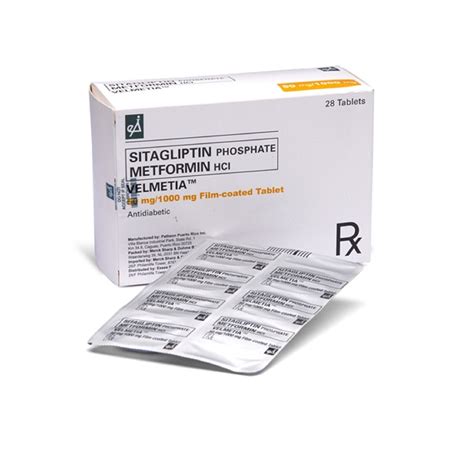 Velmetia Sitagliptin Phosphate Metformin 50mg 1000mg 1 Tablet [prescription Required