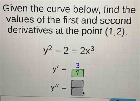 Solved Given The Curve Below Find The Values Of The First And Second Derivatives At The Point