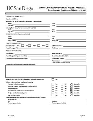 Fillable Online Rmp Public Ucsd MINOR CAPITAL IMPROVEMENT PROJECT