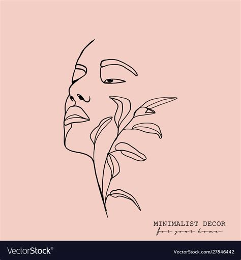 Continuous Line Drawing Woman Face Fashion Vector Image