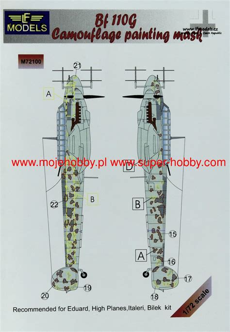 Messerschmitt Bf 110G Camouflage Painting Mask (For Eduard, High Planes ...