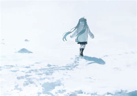 Pixiv Anime Snow Hatsune Miku Vocaloid Anime Girls Twintails Coats