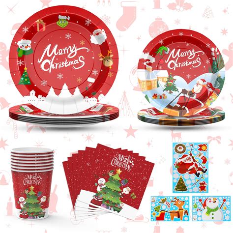 Amazon Hallswl 175Pcs Merry Christmas Paper Plates And Napkins Set