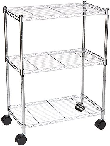 3 Tier Chrome Wire Shelving Rack Heavy Duty Cart Unit W Casters Shelf