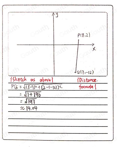 Solved Determine The Distance Between P 8 2 And Q 7 12 Using The