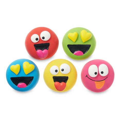 5 Pack Latex Dog Puppy Squeaker Toy Small Squeaky Funny Face Disc Balls