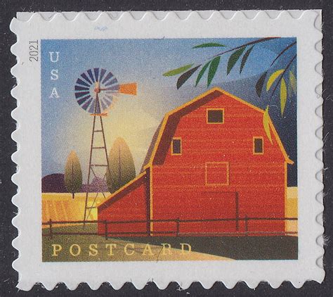 Us Barns Summer Postcard Rate Single 1 Stamp From Sheet Mnh 2021