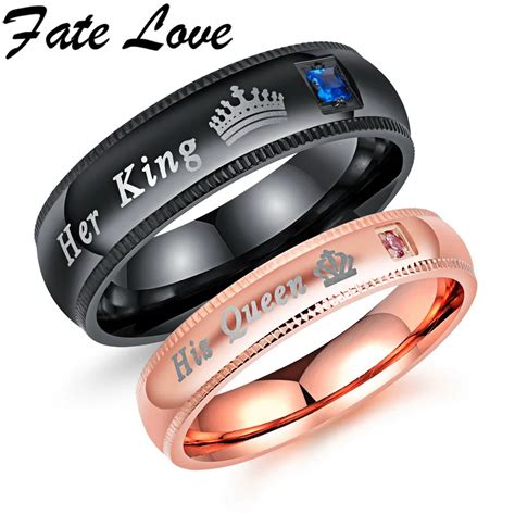 Fate Love Engagement Promise Ring Bands Her King And His Queen