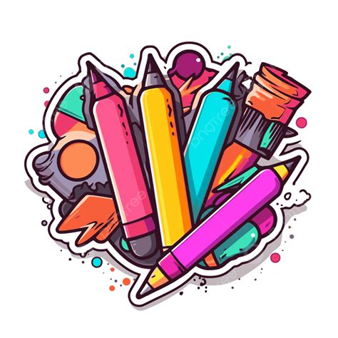 Colorful Sticker With Several Crayons Clipart Vector Expo Markers