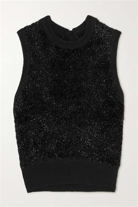 Ganni Metallic Knitted Tank Net A Porter