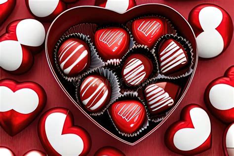 Red And White Heart Shaped Chocolate Candies Illustration Romantic