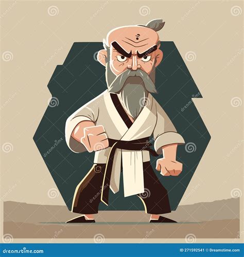 Young Karate Man Karate Sensei Teacher Vector Graphics Stock Vector