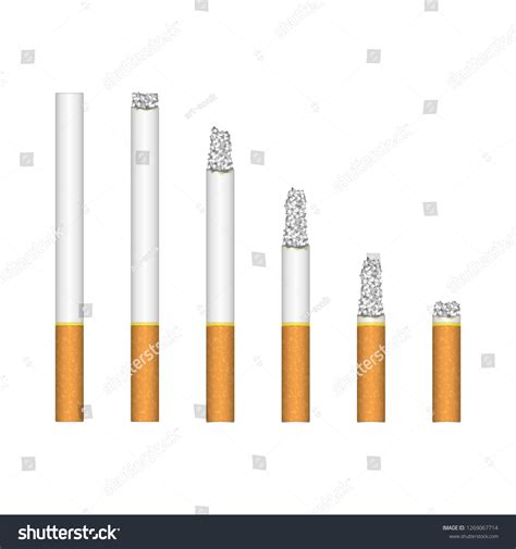 Set Burning Cigarette Realistic Style Smoldering Stock Vector Royalty