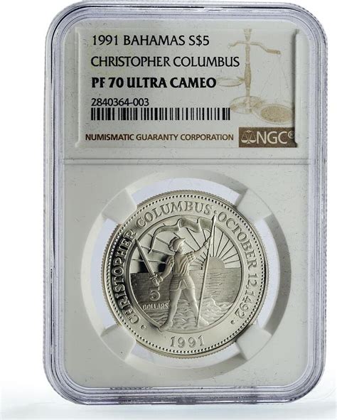 Bahamas Dollars Christopher Columbus Discovery Km Pf Ngc Silver