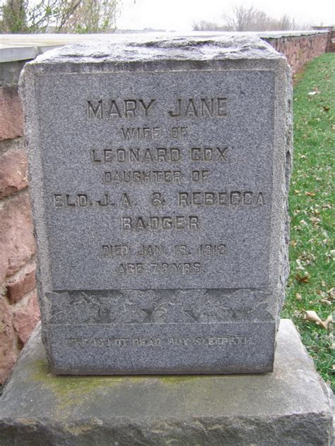 Mary Jane Badger Cox Desconhecido Memorial Find A Grave