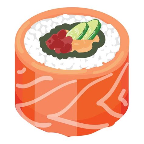 Vector De Dibujos Animados De Icono De Rollo De Sushi Rojo Comida