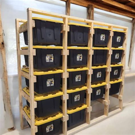 27 Gallon Tote Storage Rack Plans In Multiple Size Options Garage