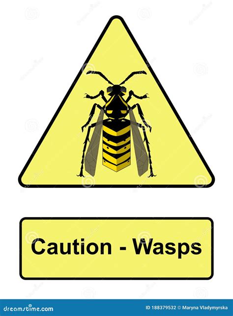 Caution Wasps Warning Poster Vector Illustration Stock Vector