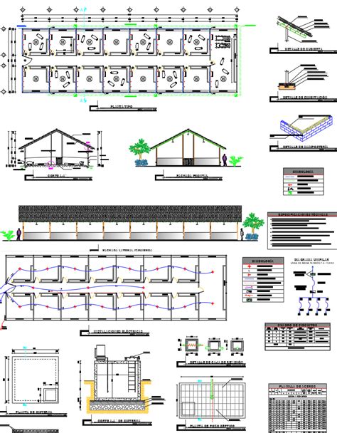 Détails de construction d une ferme porcine dans AutoCAD Bibliothèque CAO