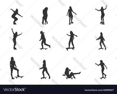 Woman Skateboarder Silhouette Skate Royalty Free Vector