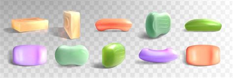 Free Vector | 3d realistic soap bars different shapes and colors