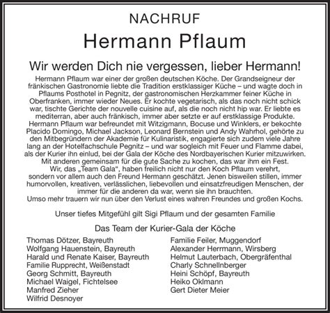 Traueranzeigen Von Hermann Pflaum Nordbayerischer Kurier