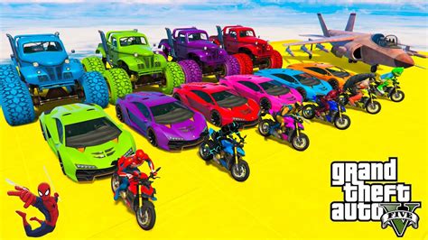 Gta V Mega Ramp On Monster Truck Fighter Jets And Bikes By Trevor