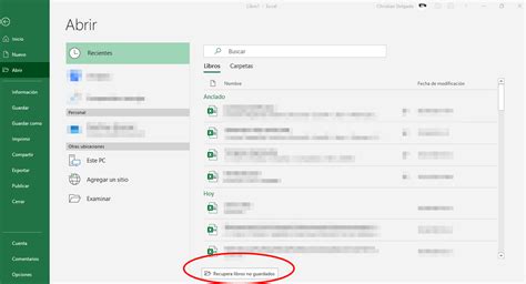 Excel C Mo Recuperar Ficheros De No Guardados Opciones