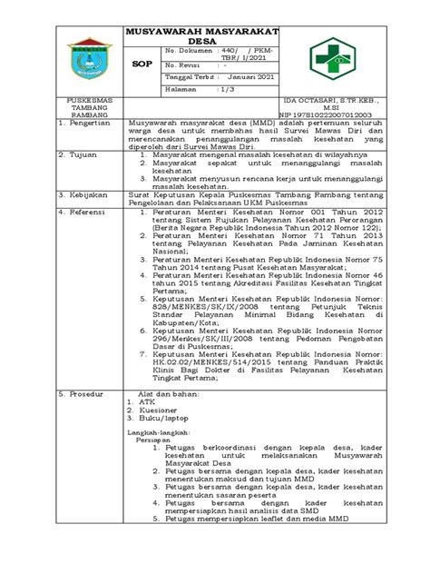 Sop Mmd Tambang Rambang Pdf