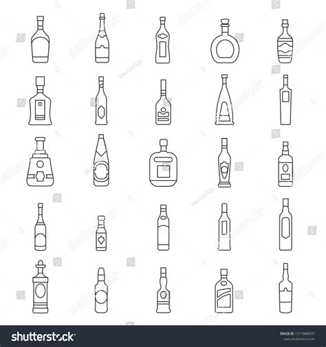 Alcohol Bottles Line Icons Set Illustration Stock Illustration 1371868937 Shutterstock