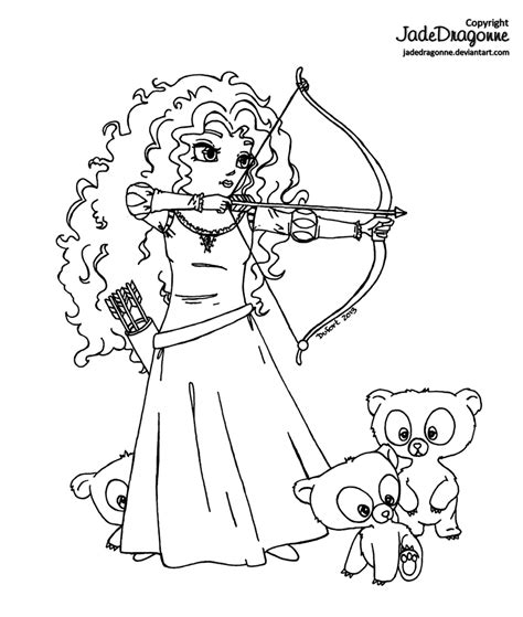 Merida From Brave Lineart By Jadedragonne On Deviantart